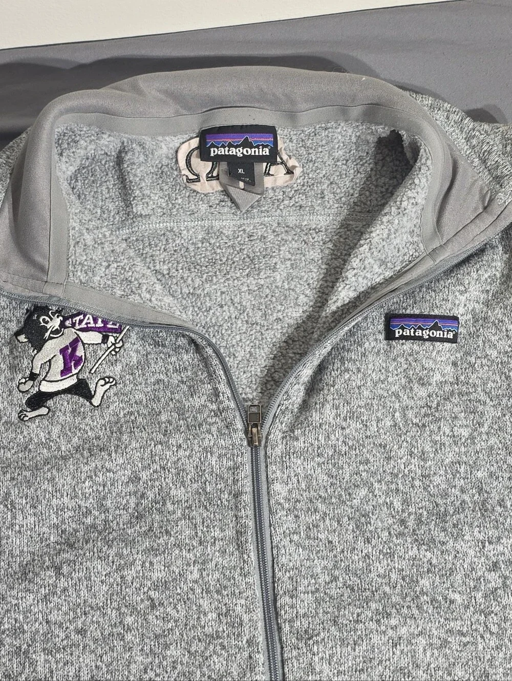 Patagonia Gray Fleece Vest Kansas State Logo Alpha Chi Omega